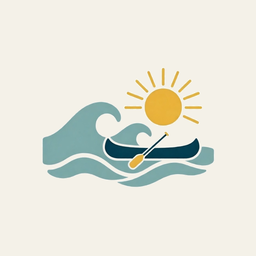 PaddleToday canoe, waves, and sun logo